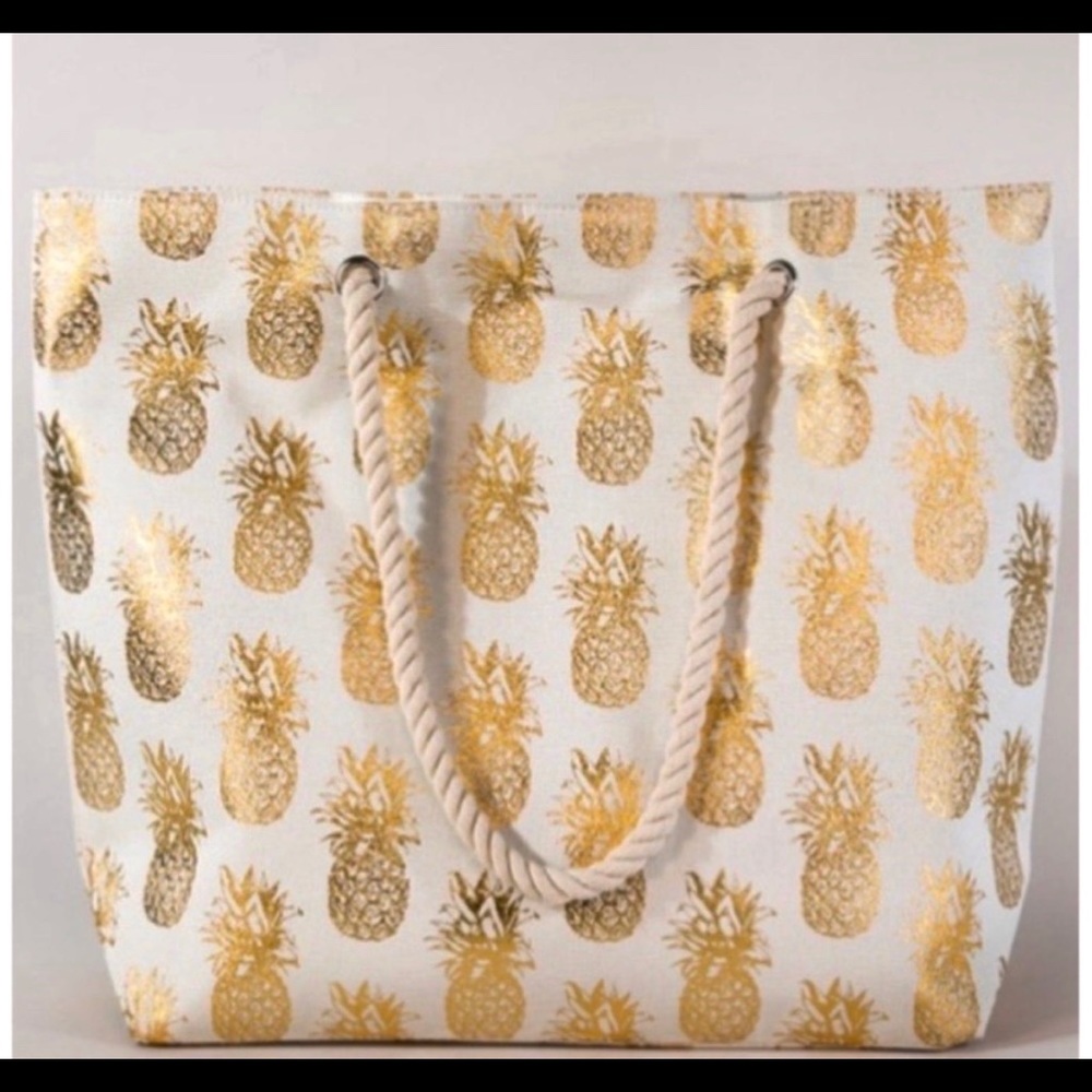1 LEFT Gold Metallic Pineapple Bag